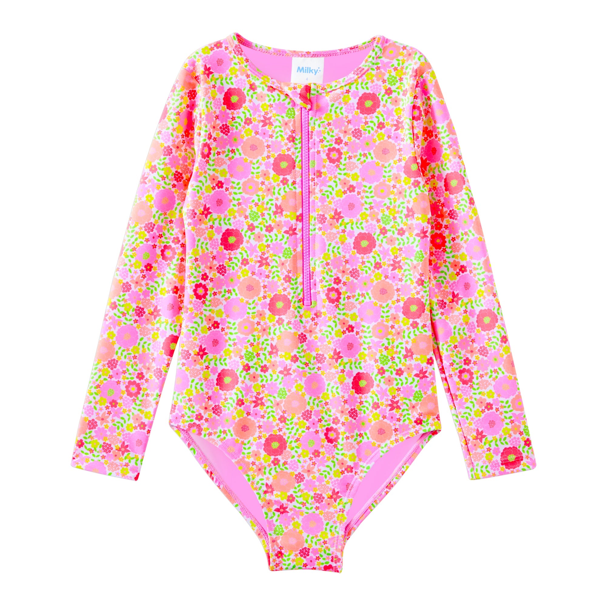 Neon Bloom Longsleeve Swimsuit