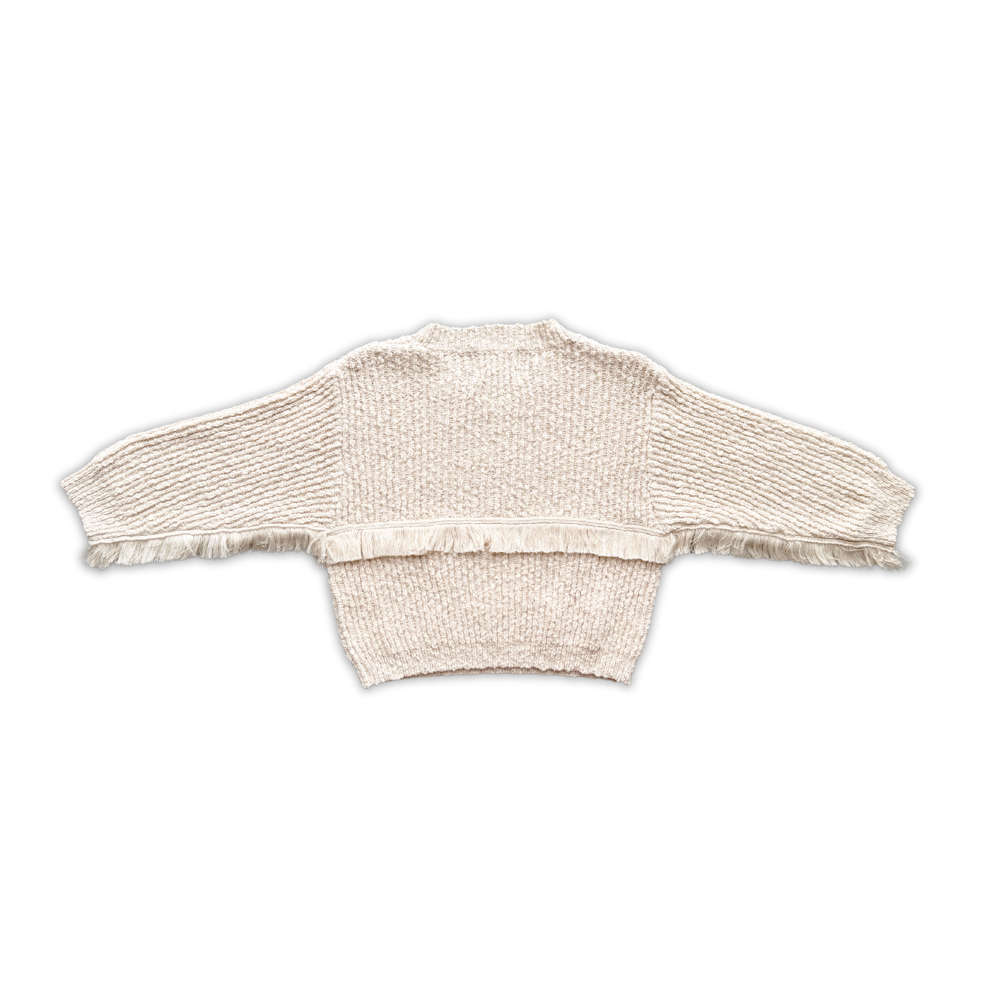 Organic Fringe Rib Knit Pull Over - Natural