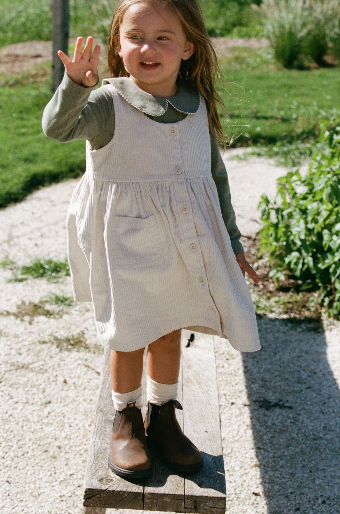 Willa Pinafore - Ecru
