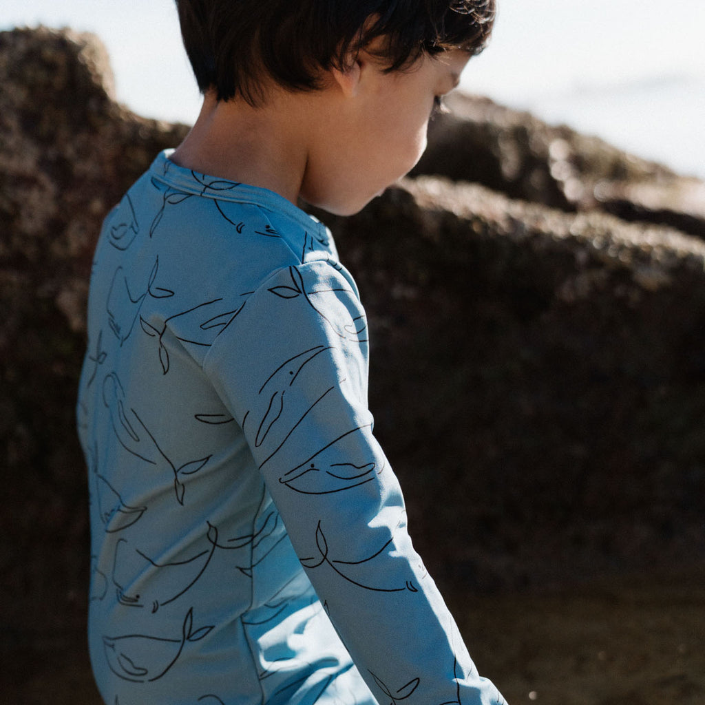 Nature Baby One Piece Bathing Trunks - Blue Whale Print