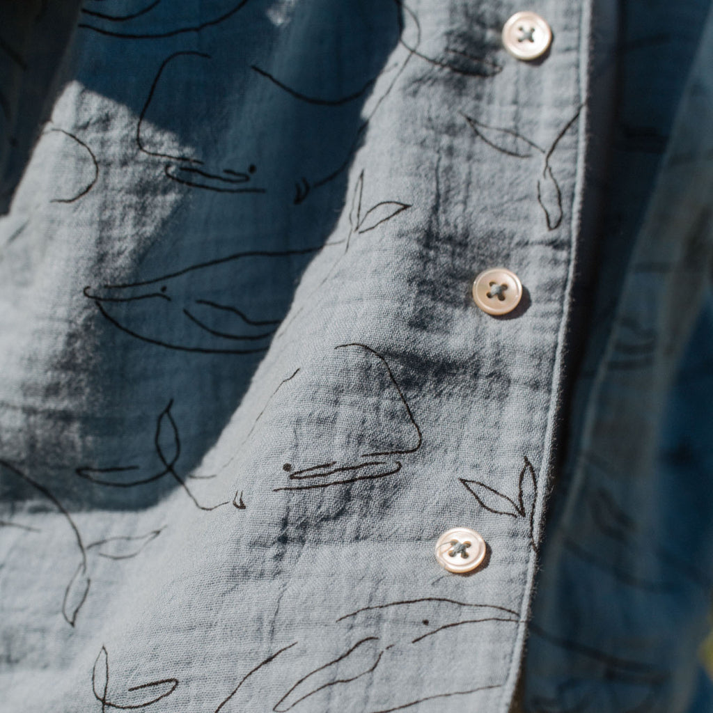 Nature Baby Seren Set Muslin - Blue Whale Print