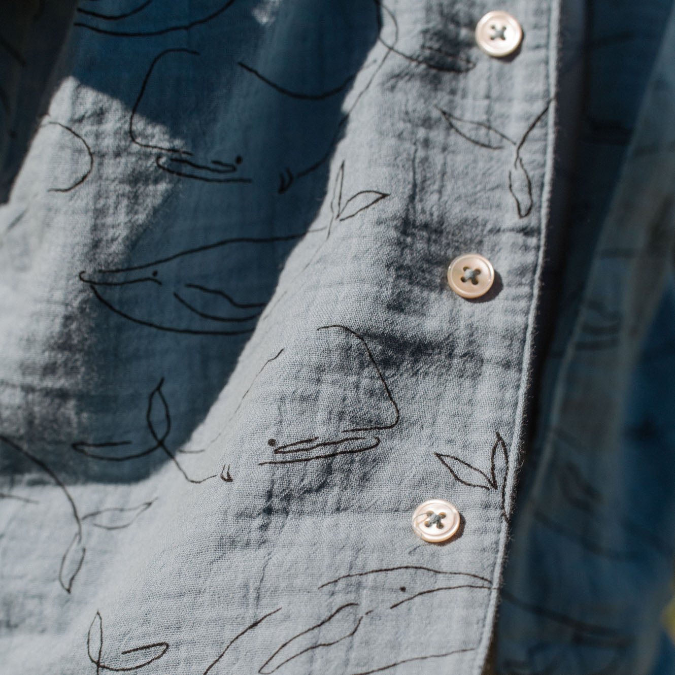 Nature Baby Seren Set Muslin - Blue Whale Print