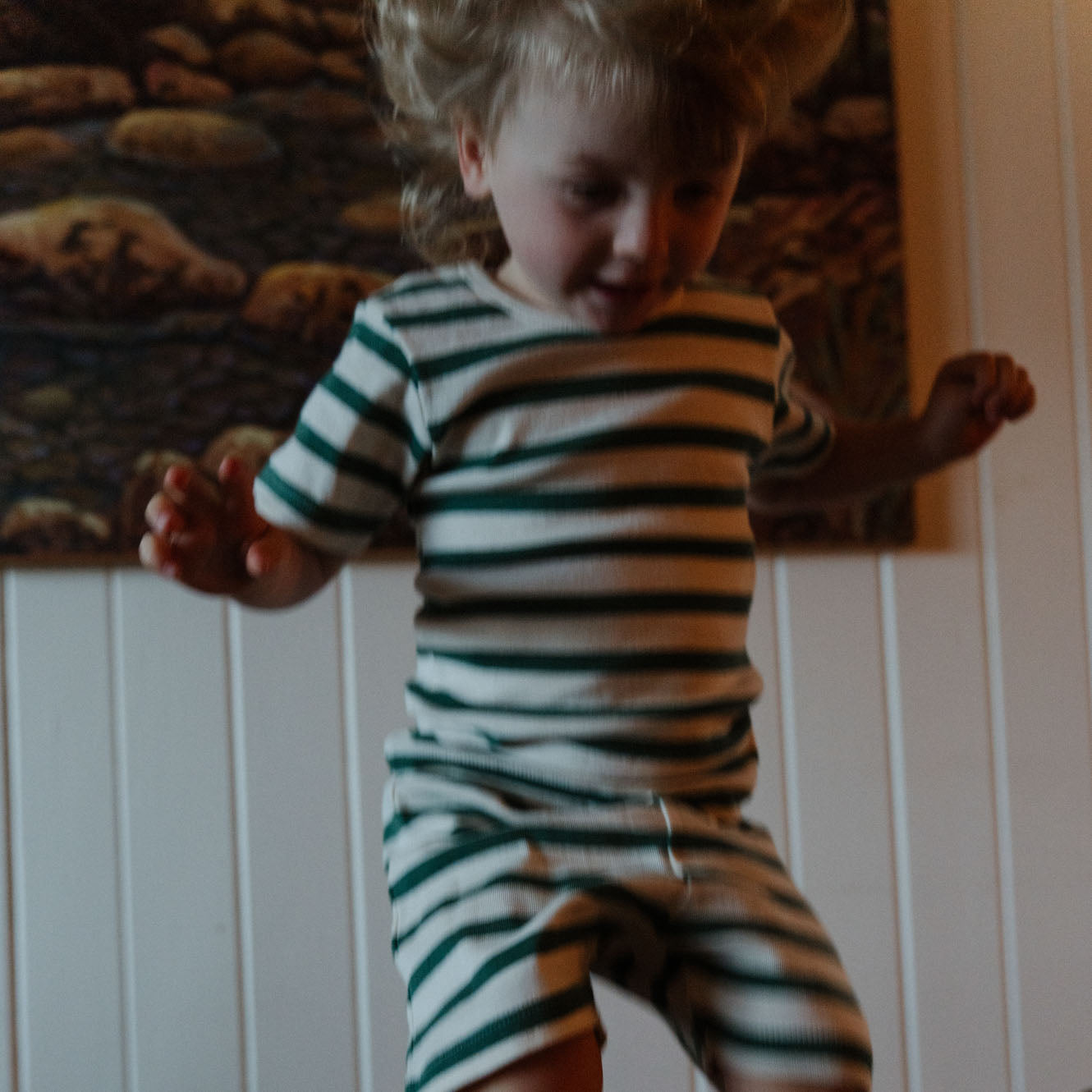 Nature Baby Shortie Pyjama Set - Peppermint Holiday Stripe