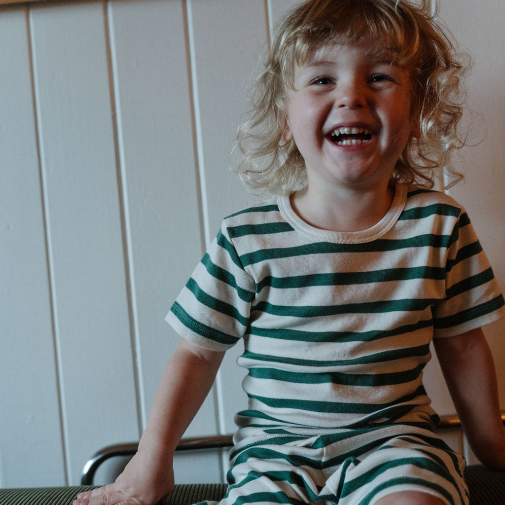 Nature Baby Shortie Pyjama Set - Peppermint Holiday Stripe