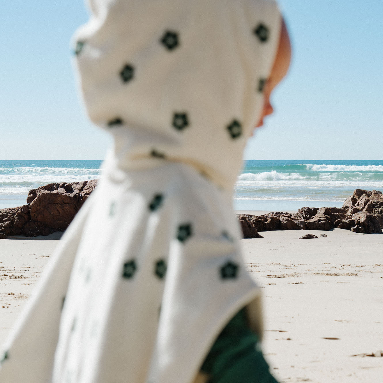 Nature Baby Org Cotton Poncho Towel - Flora Natural Print