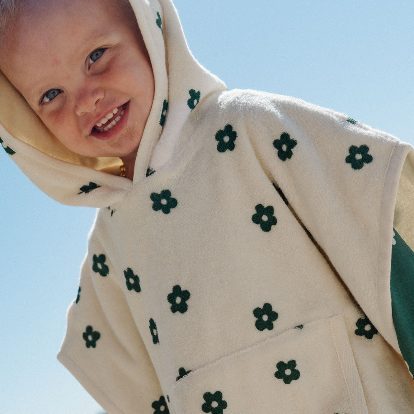 Nature Baby Org Cotton Poncho Towel - Flora Natural Print