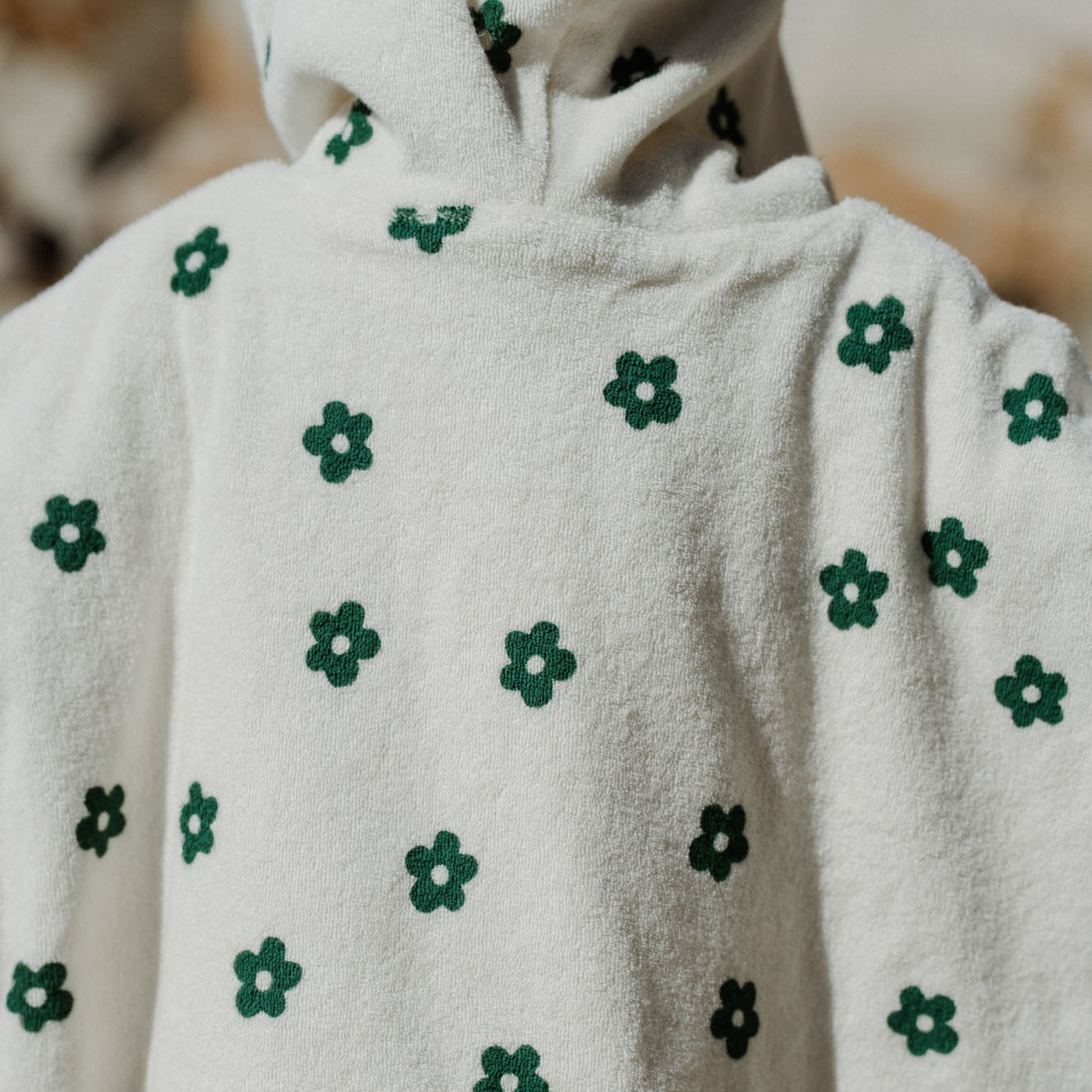 Nature Baby Org Cotton Poncho Towel - Flora Natural Print