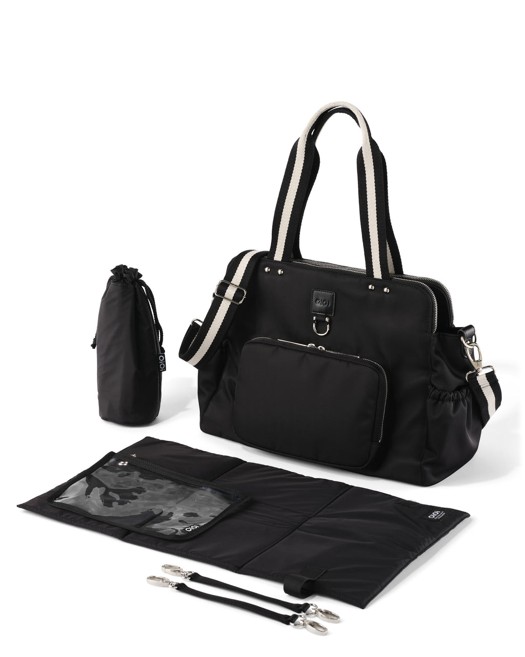 Triple Tote Nappy Bag - Black Nylon
