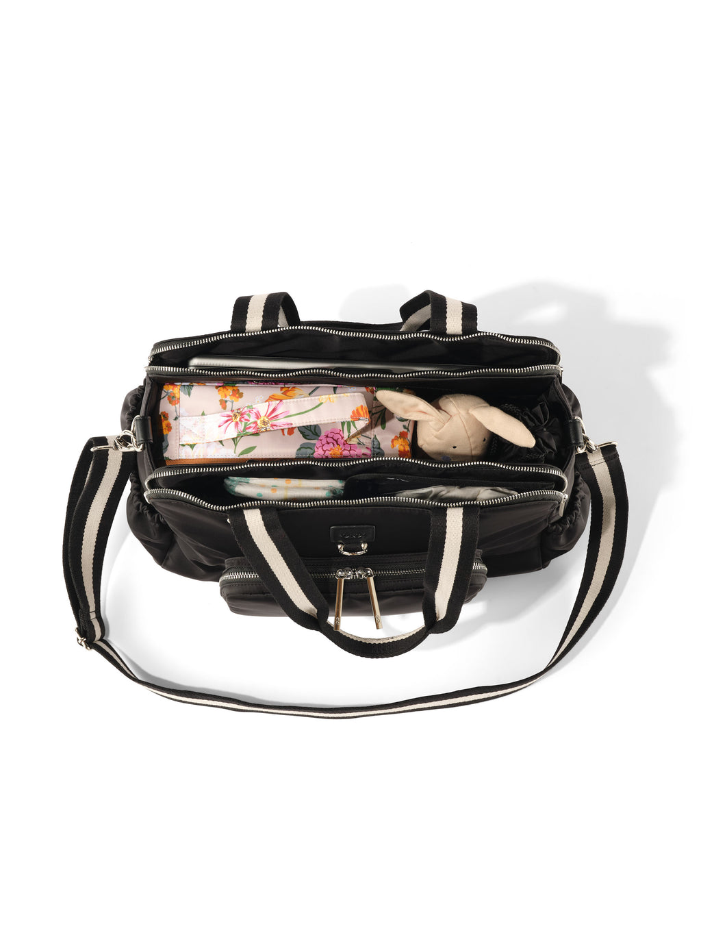 Triple Tote Nappy Bag - Black Nylon