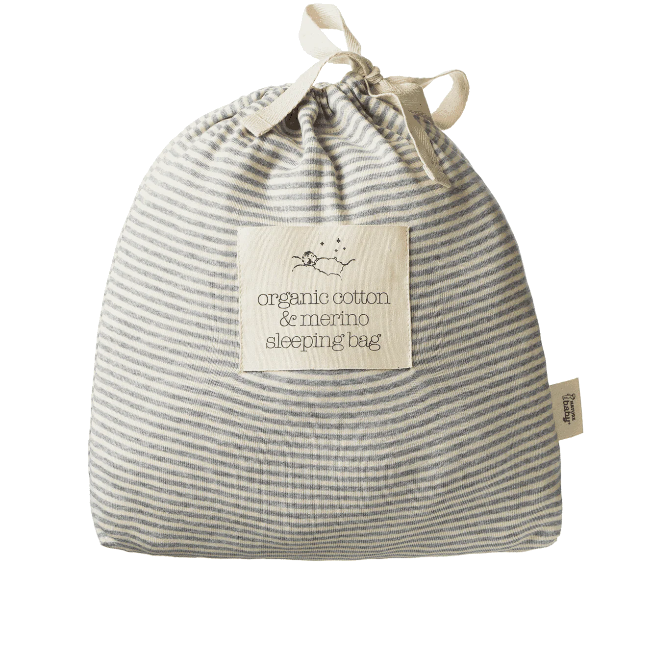 Organic Cotton & Merino Sleeping Bag - Grey Marl Stripe