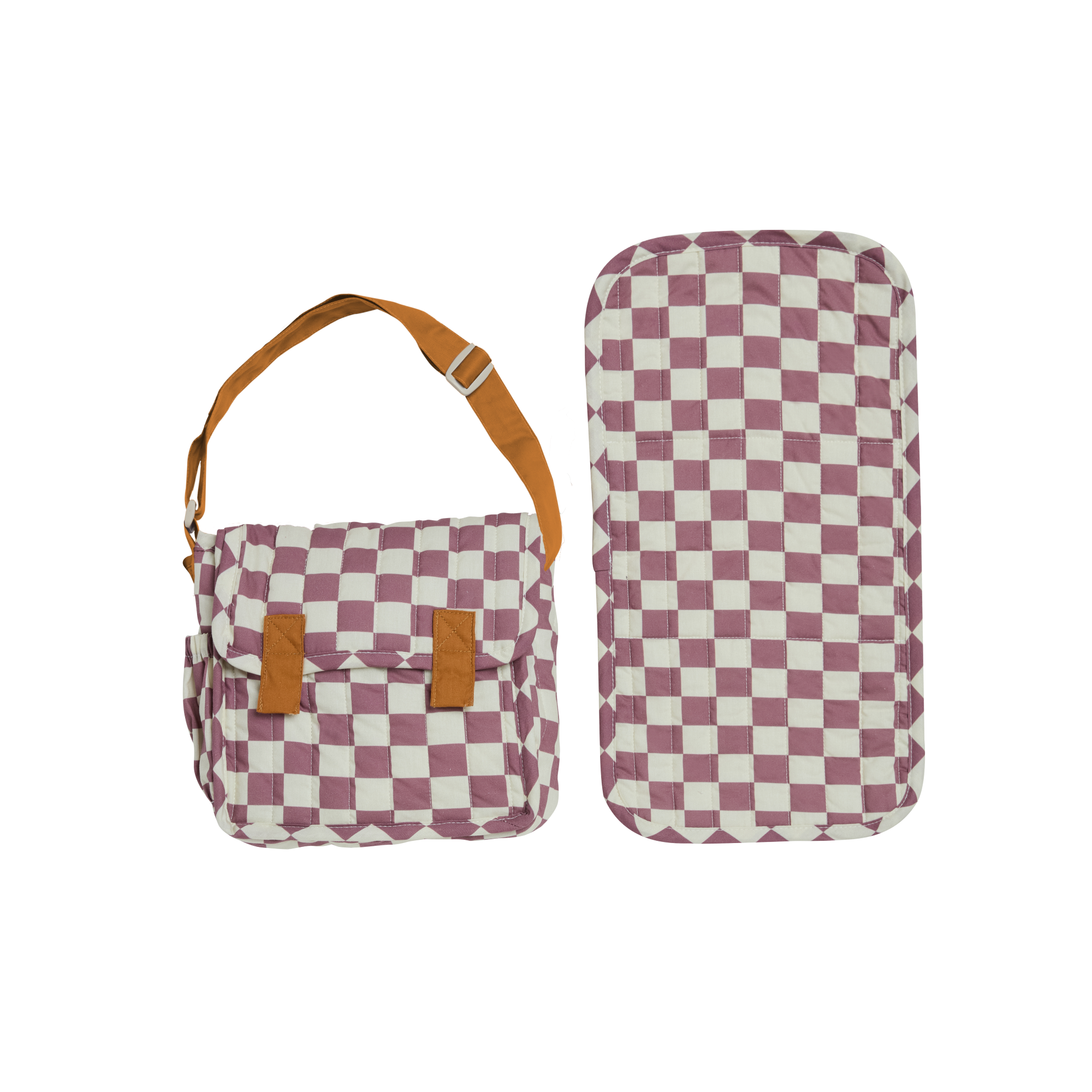Olli Ella Carrie Convertible Changing Set - Plum Check