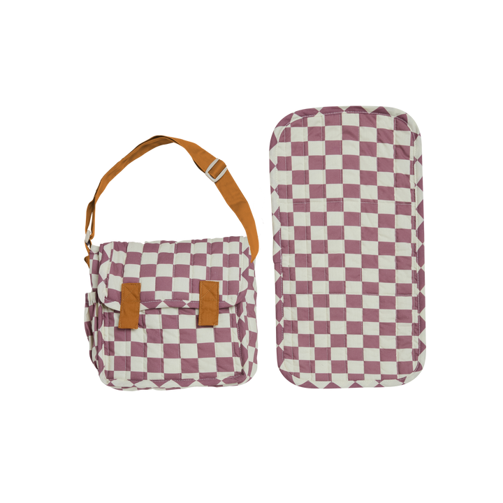 Olli Ella Carrie Convertible Changing Set - Plum Check