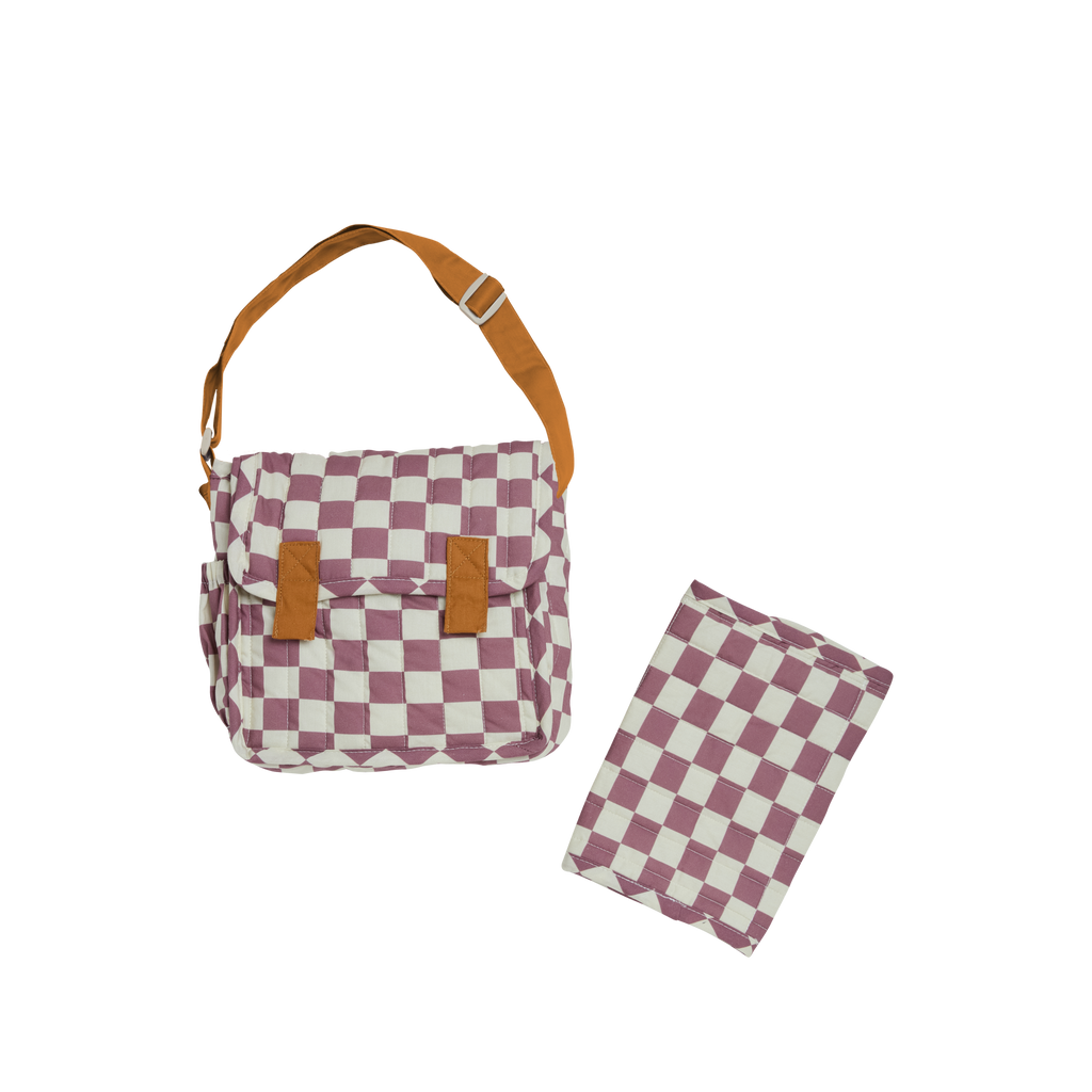 Olli Ella Carrie Convertible Changing Set - Plum Check