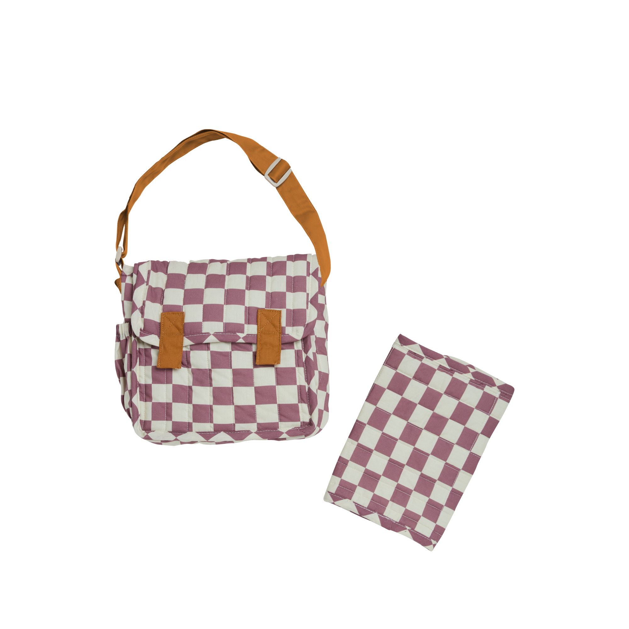 Olli Ella Carrie Convertible Changing Set - Plum Check