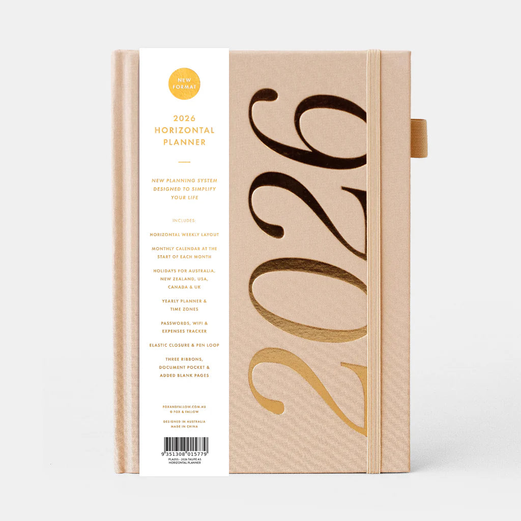2026 A5 Horizontal Planner - Taupe