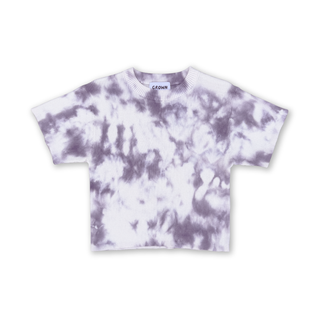 Organic Knitted Tie Dye Rib Tee - Grape