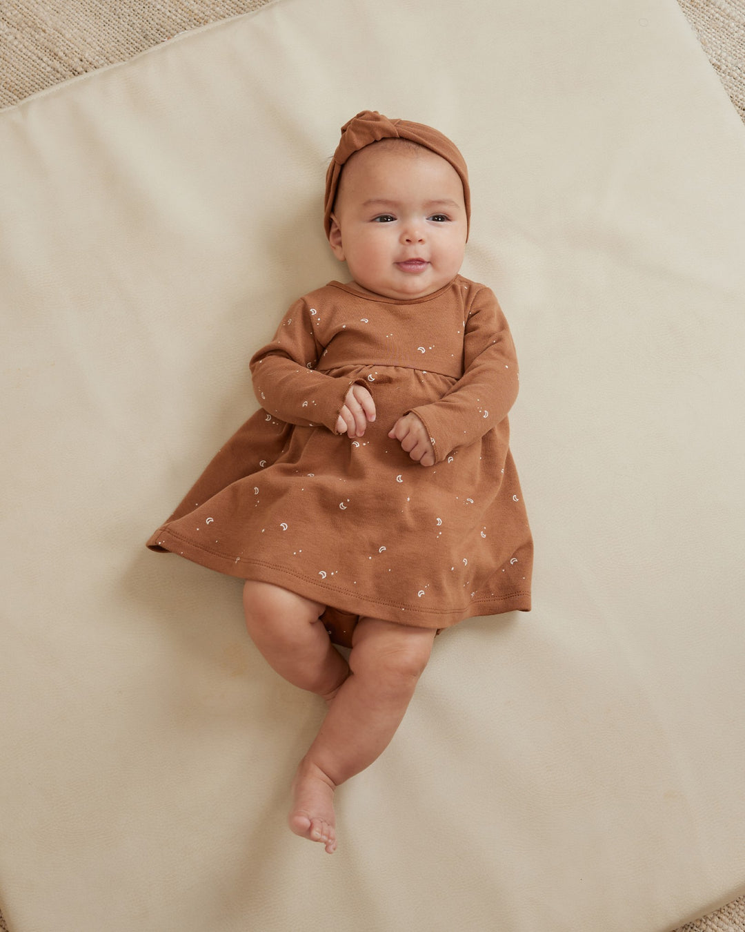 Quincy Mae Long Sleeve Baby Dress - Moons