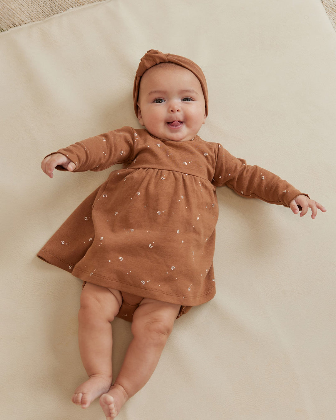 Quincy Mae Long Sleeve Baby Dress - Moons
