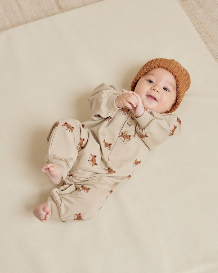 Quincy Mae Relaxed Fleece Jumpsuit - Foxes