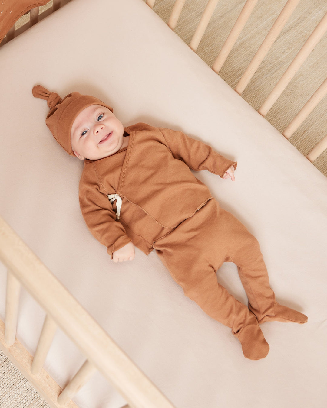 Quincy Mae Wrap Top + Footed Pant Set - Cinnamon
