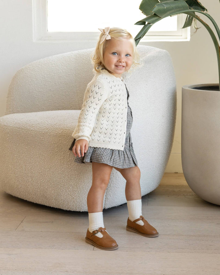 Quincy Mae Scalloped Cardigan - Natural