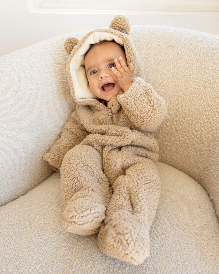 Quincy Mae Bear Jumpsuit - Sand