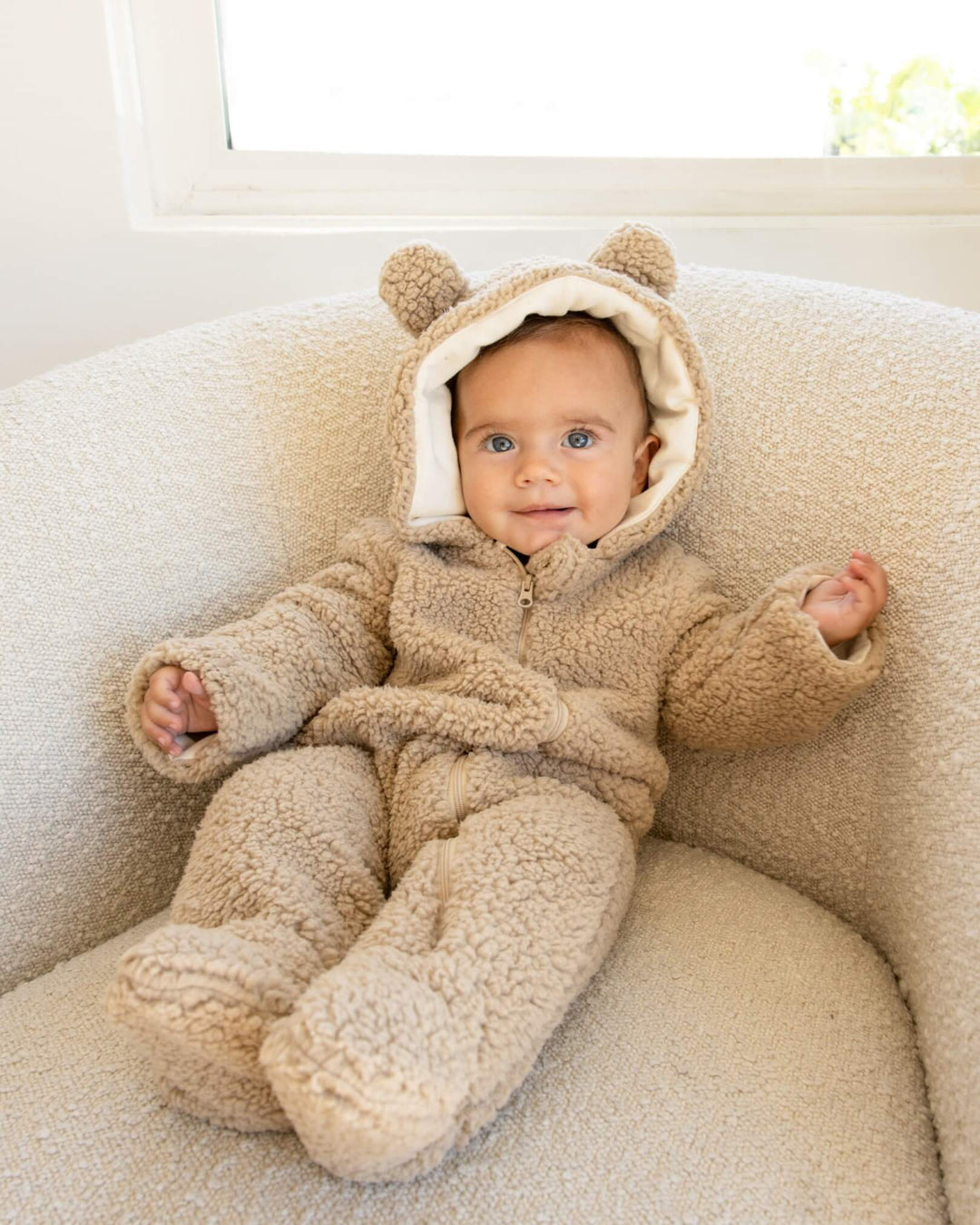 Quincy Mae Bear Jumpsuit - Sand