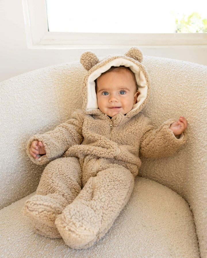Quincy Mae Bear Jumpsuit - Sand