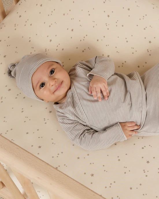 Quincy Mae Knotted Baby Hat - Sky Micro Stripe