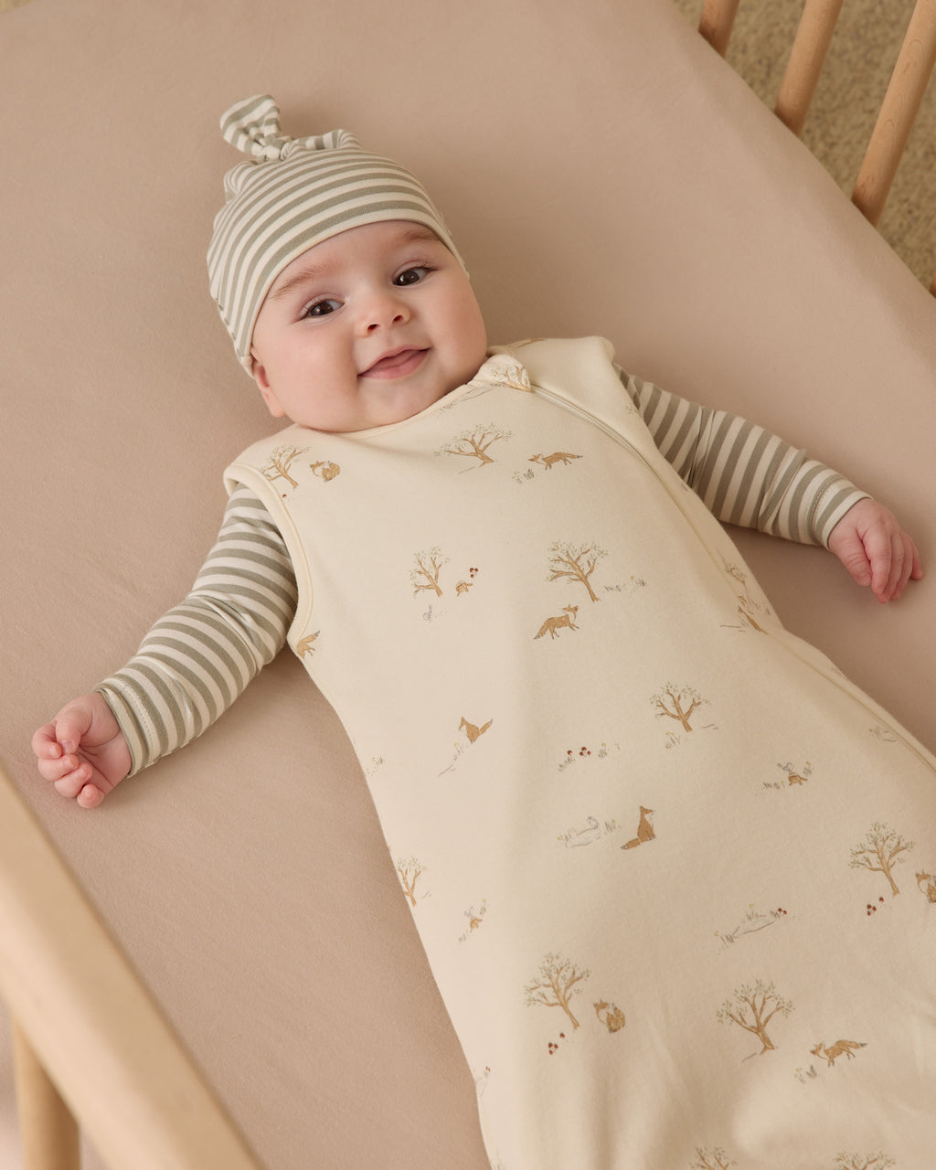 Quincy Mae Knotted Baby Hat - Fern Stripe