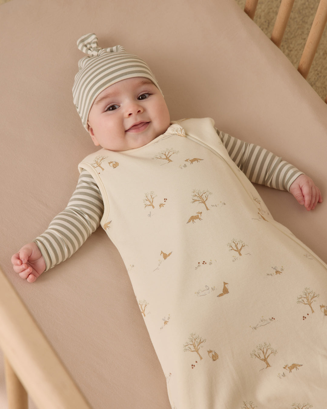 PRE-ORDER Quincy Mae Knotted Baby Hat || Fern Stripe