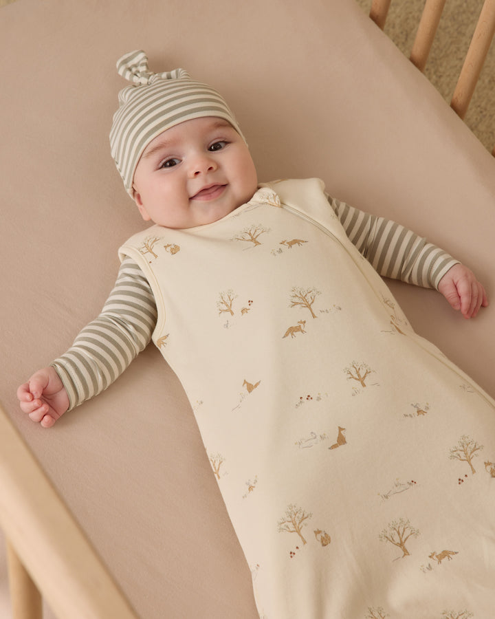 PRE-ORDER Quincy Mae Knotted Baby Hat || Fern Stripe