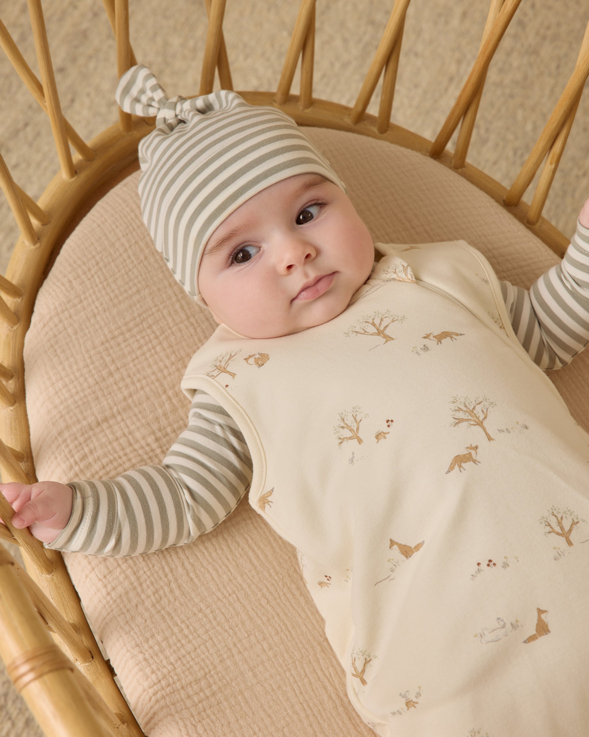 Quincy Mae Knotted Baby Hat - Fern Stripe