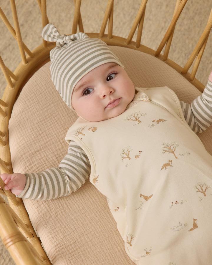 PRE-ORDER Quincy Mae Knotted Baby Hat || Fern Stripe