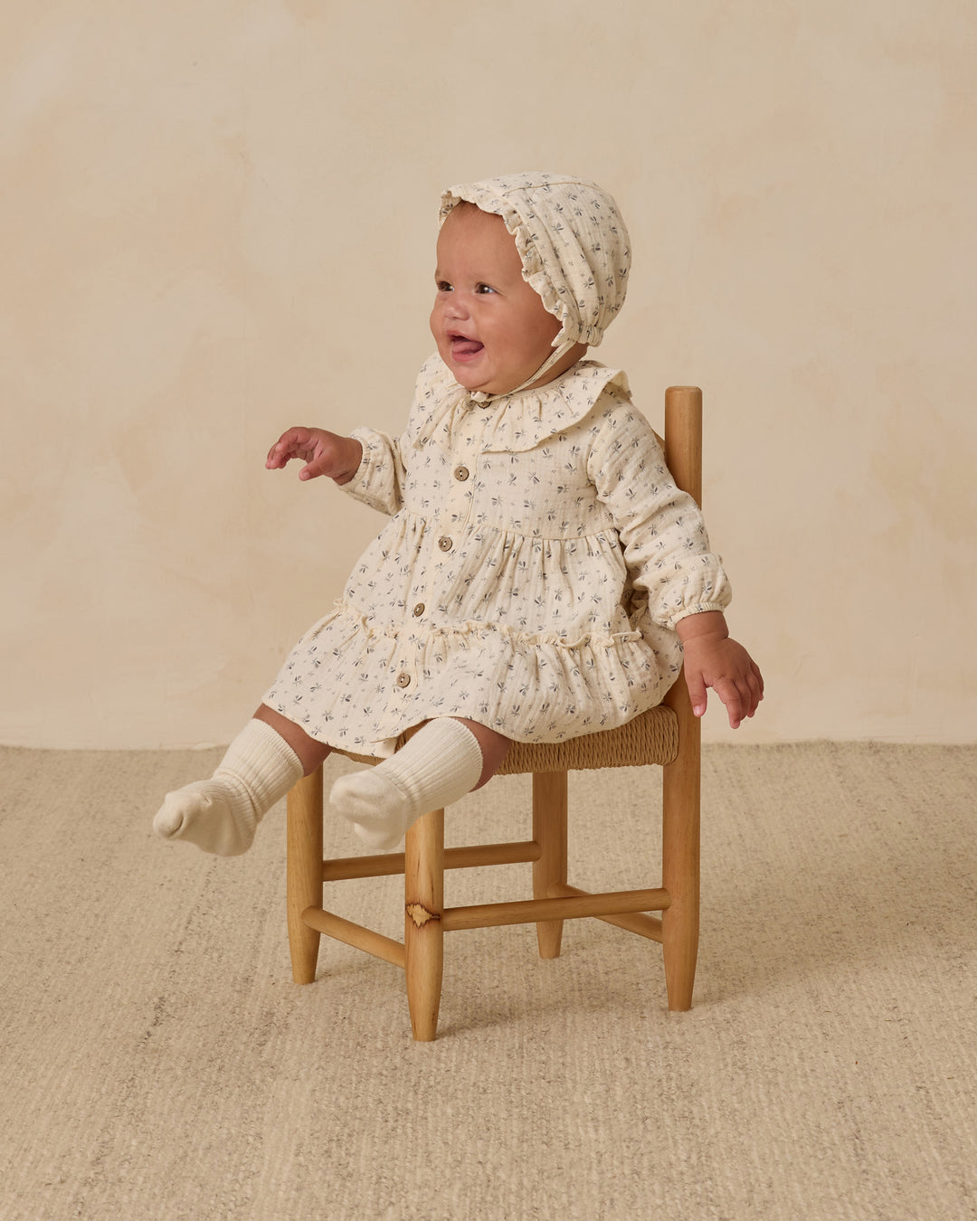 PRE-ORDER Quincy Mae Ruffle Collar Button Dress || Bluebell