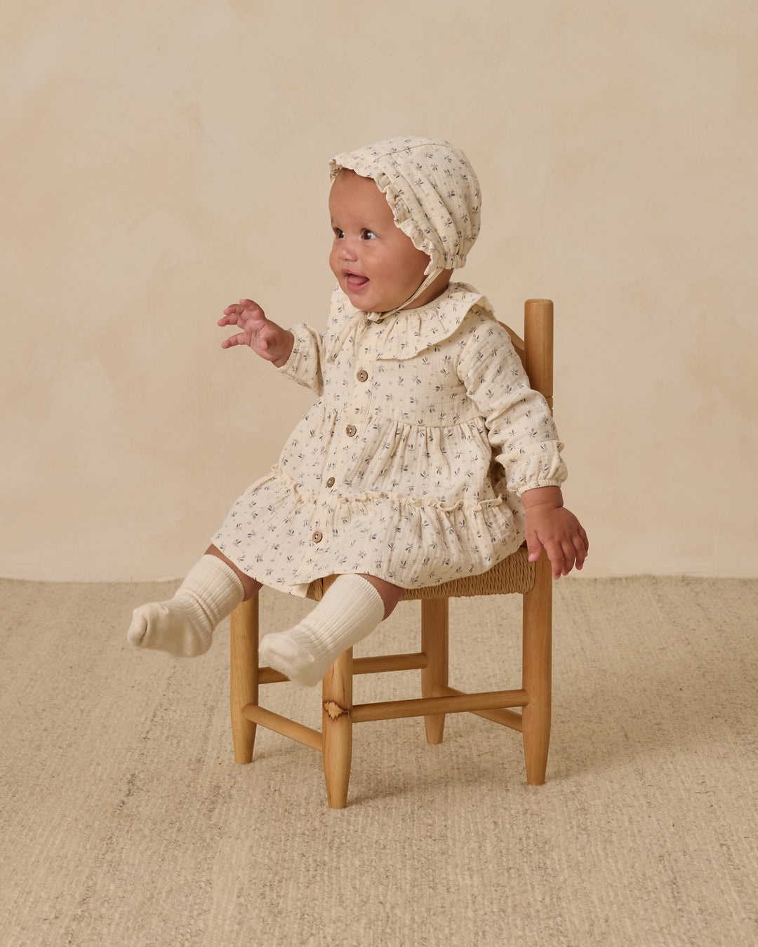 PRE-ORDER Quincy Mae Ruffle Collar Button Dress || Bluebell