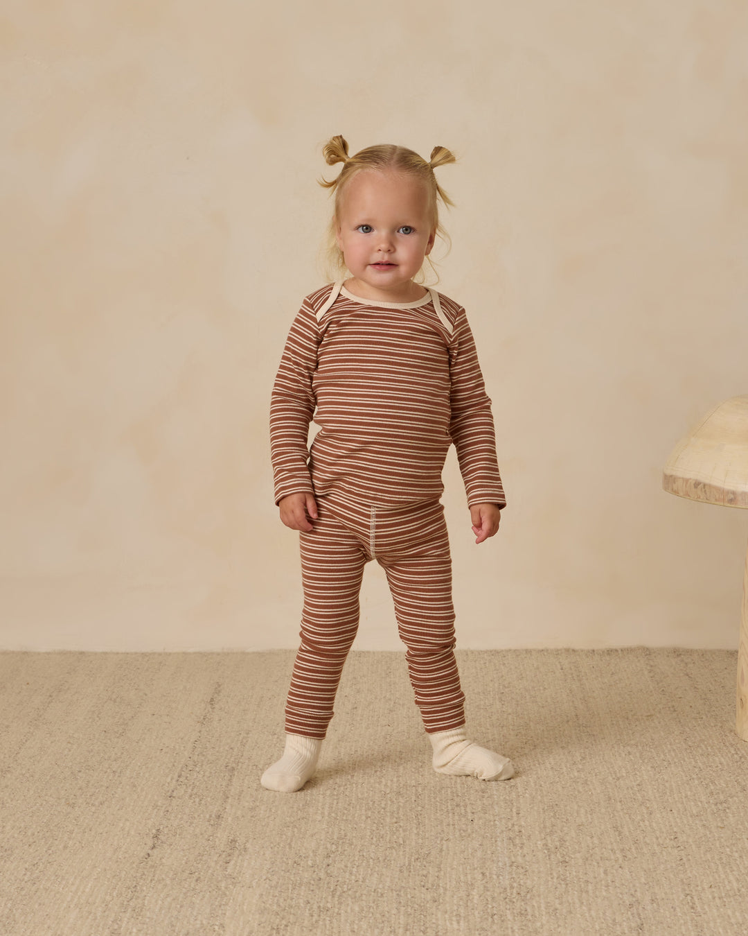 PRE-ORDER Quincy Mae Ribbed Baby Jumpsuit || Cedar Micro Stripe
