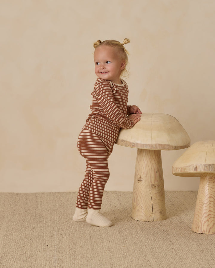 PRE-ORDER Quincy Mae Ribbed Baby Jumpsuit || Cedar Micro Stripe