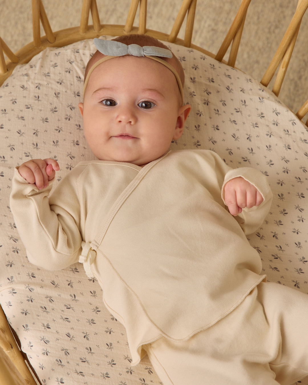PRE-ORDER Quincy Mae Wrap Top + Footed Pant Set || Natural
