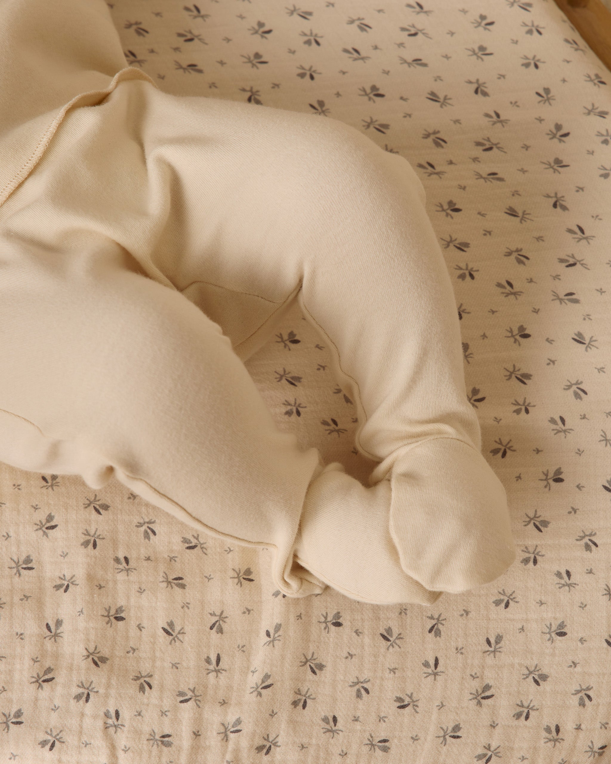 Quincy Mae Wrap Top + Footed Pant Set - Natural