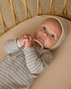 Ribbed Baby Jumpsuit - Steel Blue Micro Stripe