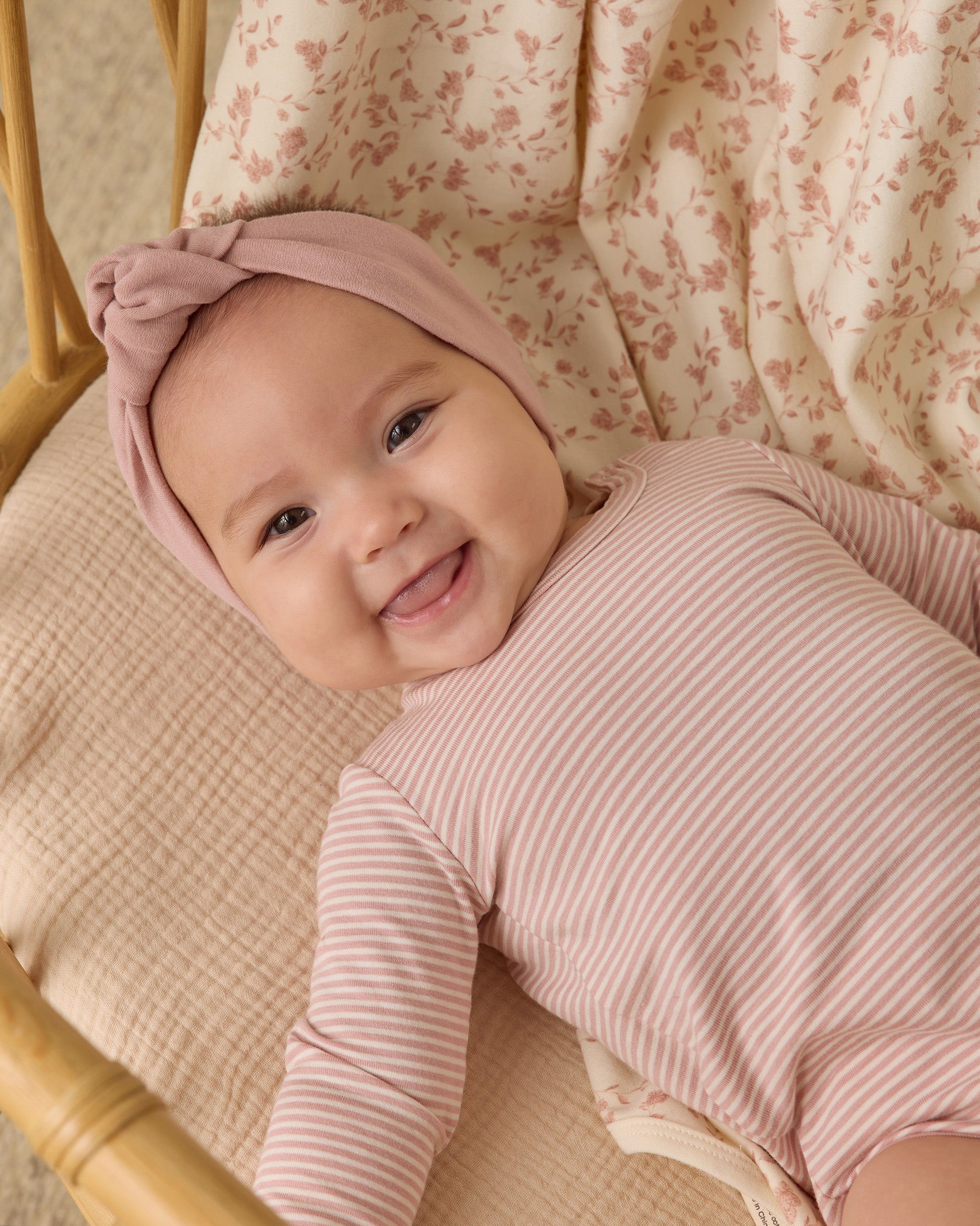 Quincy Mae Jersey Bodysuit, 2 Pack - French Garden, Rose Micro Stripe