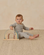 Ribbed Tee + Legging Set - Steel Blue Micro Stripe