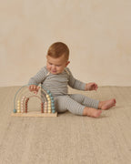 Ribbed Tee + Legging Set - Steel Blue Micro Stripe