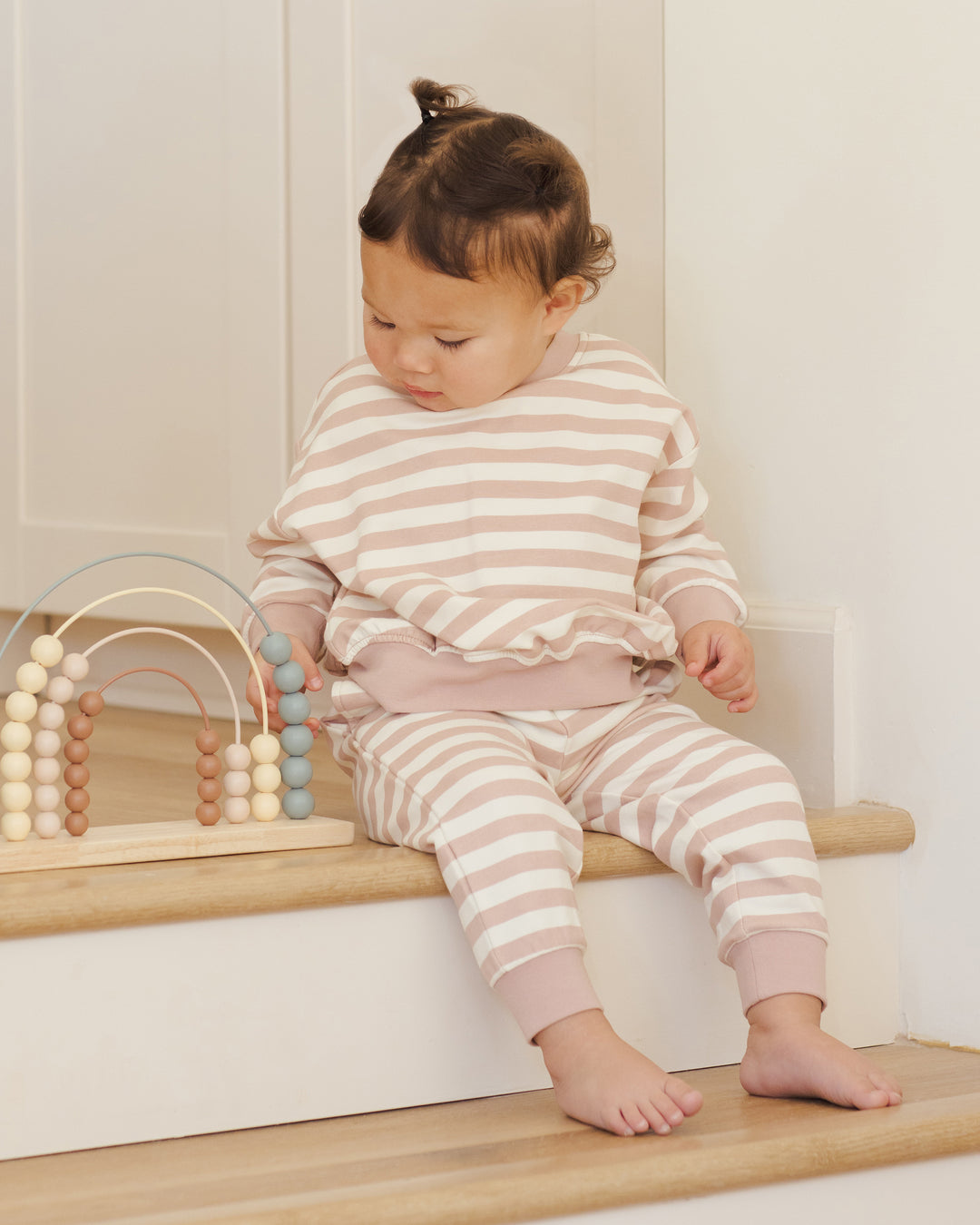 PRE-ORDER Quincy Mae Relaxed Sweatshirt || Pink Stripe