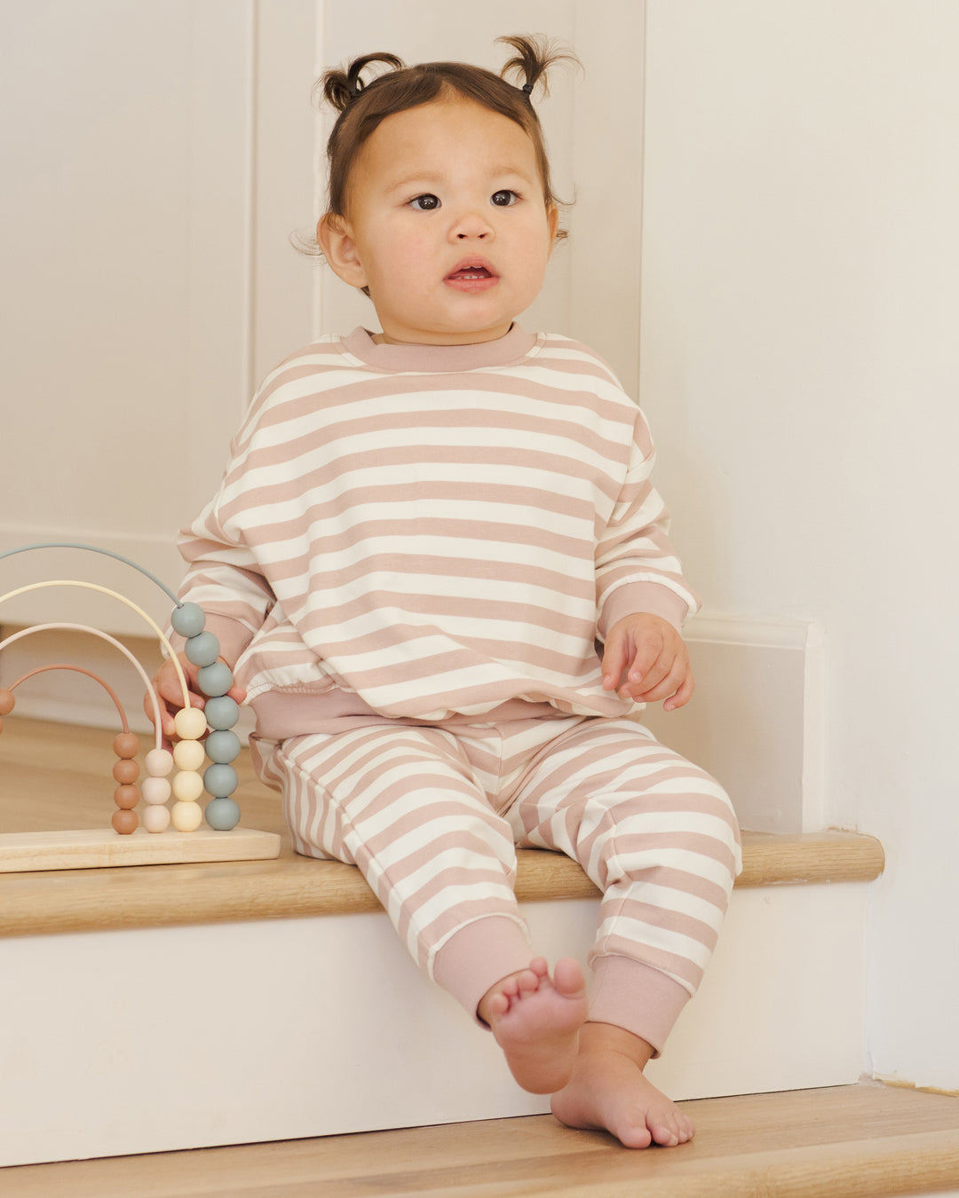 PRE-ORDER Quincy Mae Relaxed Sweatshirt || Pink Stripe