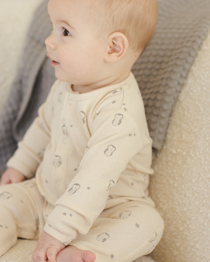 PRE-ORDER Quincy Mae Ribbed Baby Jumpsuit || Owls