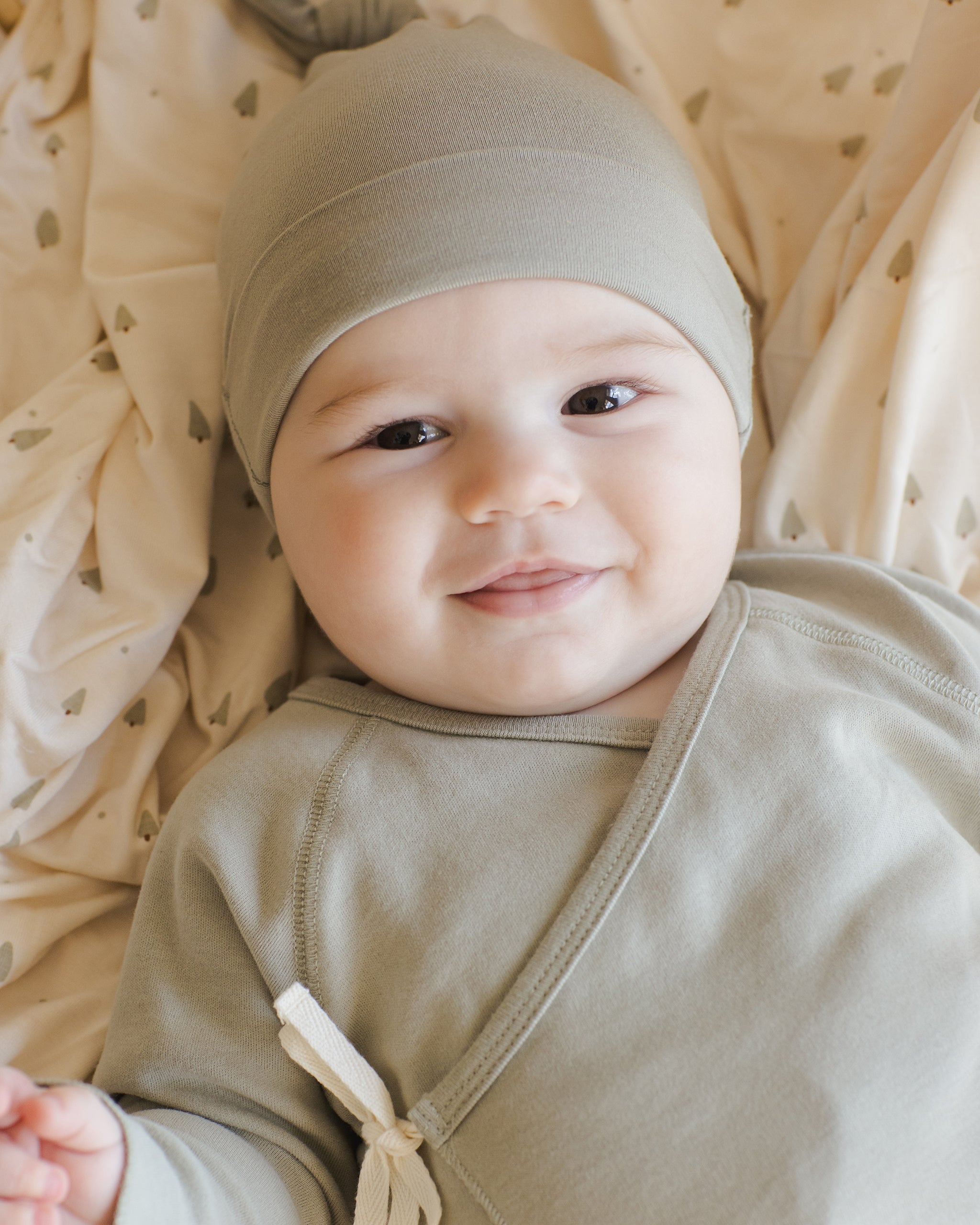 Quincy Mae Wrap Top + Footed Pant Set - Fern