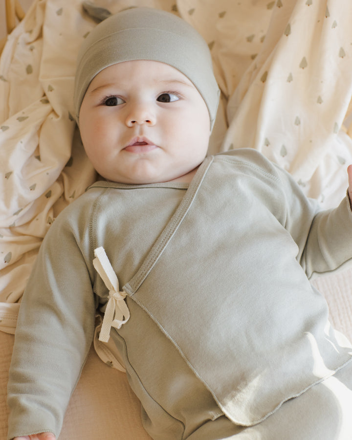 PRE-ORDER Quincy Mae Wrap Top + Footed Pant Set || Fern