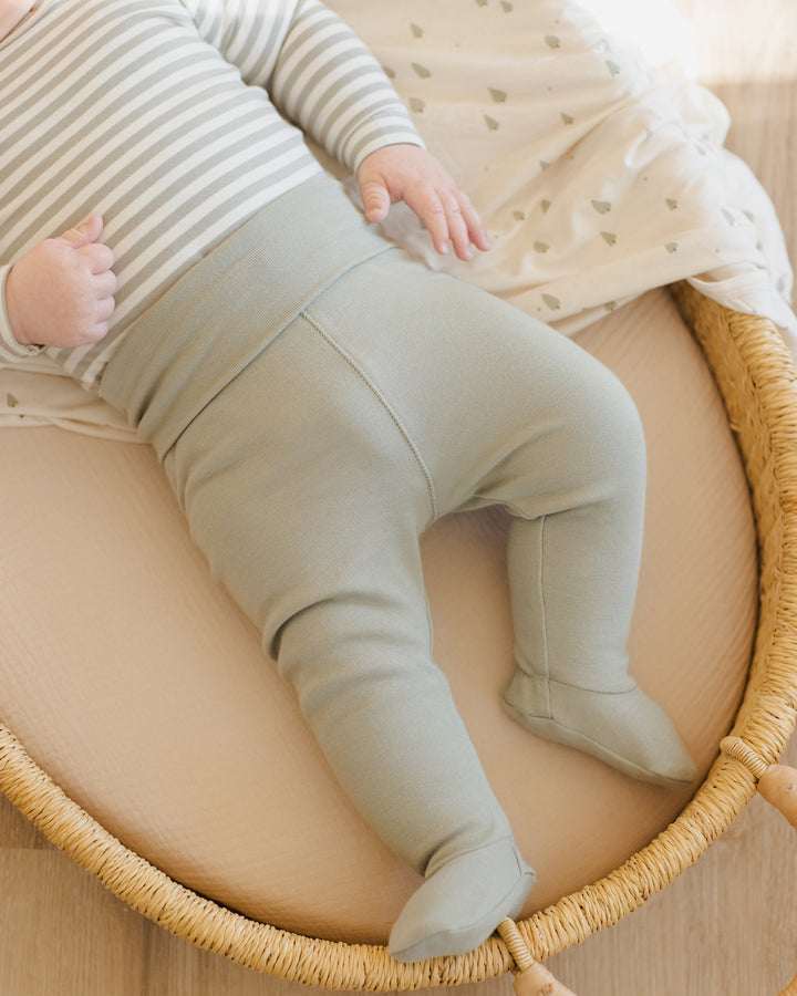 PRE-ORDER Quincy Mae Side Snap Bodysuit + Pant Set || Fern Stripe
